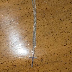 Silver Metal Cross Necklace